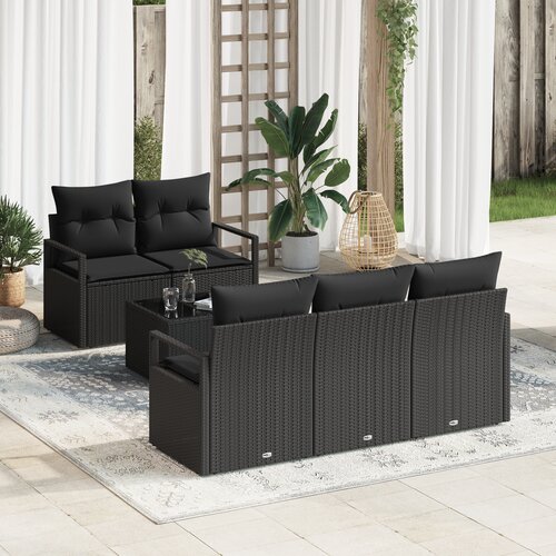 vidaXL 6-delni vrtni set sofa z blazinami črna poli ratan Cene