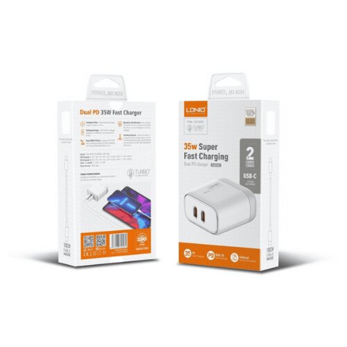 Ldnio Kucni punjac A2528C 35W PD (USB-C + USB-C) USB-C + kabal Lightning Slike