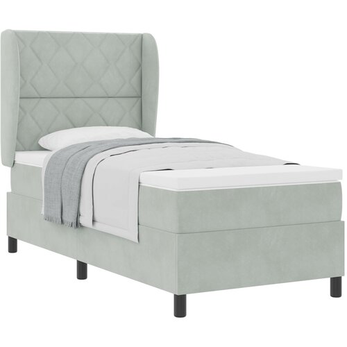 VidaXL Okvir kreveta s madracem svijetlosiva 90x190 cm bar&amp;scaron;un Slike