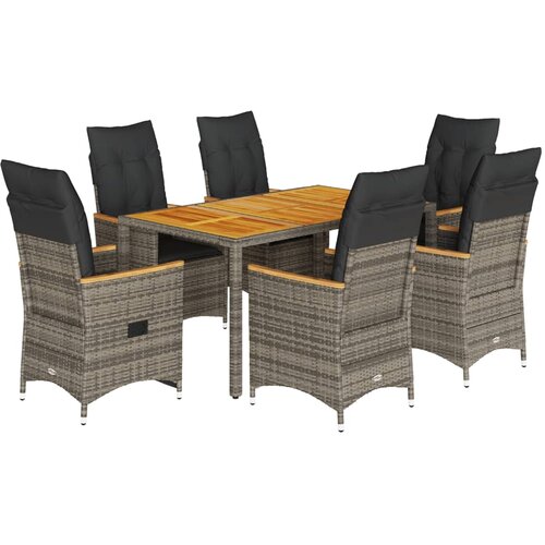  7-dijelni vrtni blagovaonski set sivi od poliratana Siva 150 x 90 x 75 cm Slike