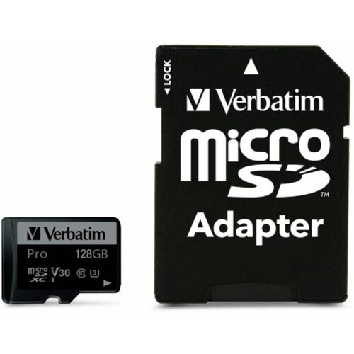 Verbatim micro sdxc card pro UHS-3 128GB class 10 incl adaptor microsdxc card 128 gb uhs-class 3 shockproof, waterproof Slike