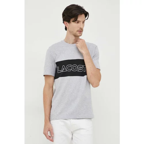 Lacoste Pamučna majica boja: siva, s tiskom