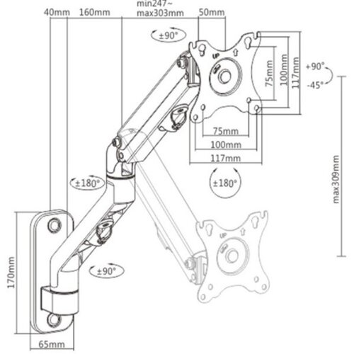 Gembird Adjustable wall display mounting arm, up to 27&rdquo;, 7 kg Cijene