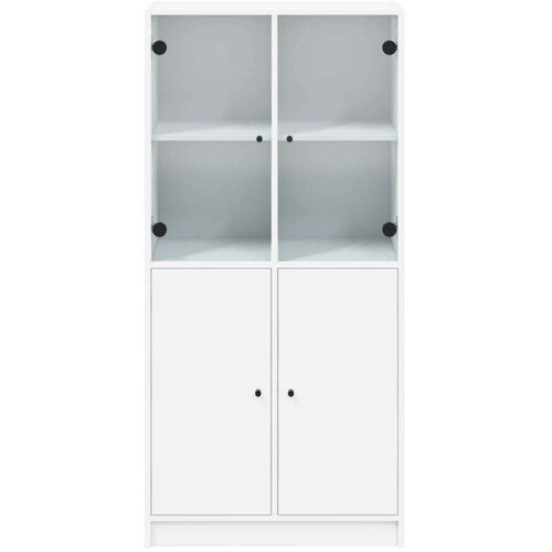  Visoka omara z vrati bela 68x37x142 cm inženirski les Slike