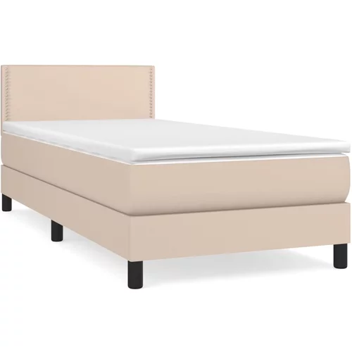 vidaXL Box spring postelja z vzmetnico kapučino 90x190 cm umetno usnje, (20902367)