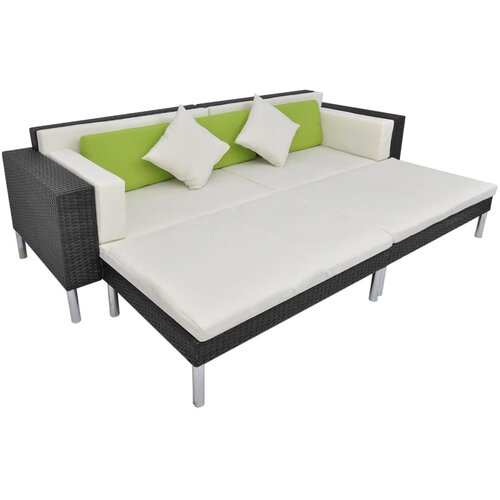  4-Dijelna vrtna garnitura od poliratana s jastucima crna Slike