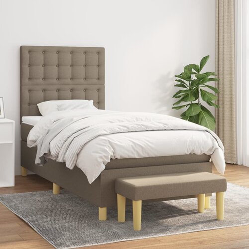 The Living Store Box spring postelja z vzmetnico taupe 90x190 cm blago - Box Spring Postelja, (21513745) Slike
