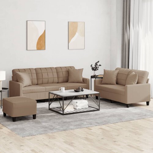  3-dijelni set sofa s jastucima boja cappuccina od umjetne kože Cijene