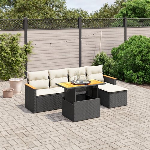 vidaXL 6-dijelni set vrtnih sofa s jastucima crni od poliratana Cijene