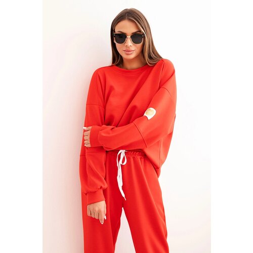 Kesi Włoski Ladies' set with a loose sweatshirt and pants with the word LOVE red Cene