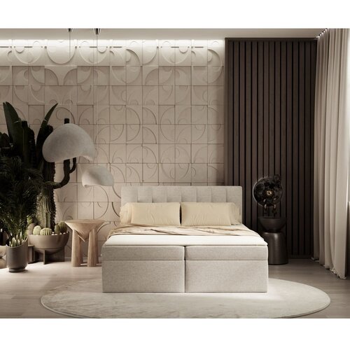 Maison de R&amp;ecirc;ve Bež boxspring postelja s prostorom za shranjevanje 140x200 cm Novento &amp;ndash; Slike