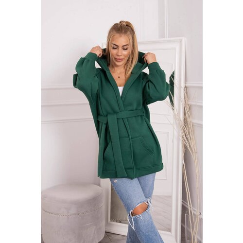 Kesi Insulated cape with waist tie dark green Slike