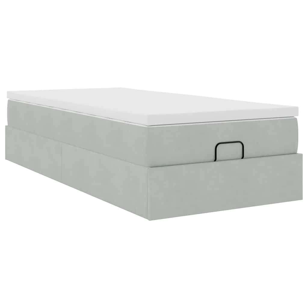 VidaXL Okvir kreveta s madraca svijetlosivi 90x200cm bar&amp;scaron;unasti Slike