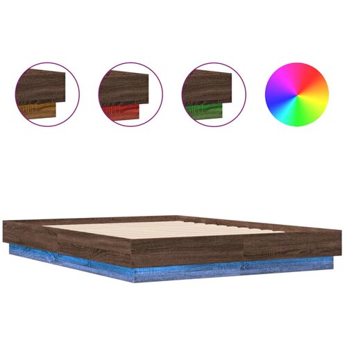 VidaXL Posteljni okvir z LED diodami rjavi hrast 120x190 cm, (21082011) Slike