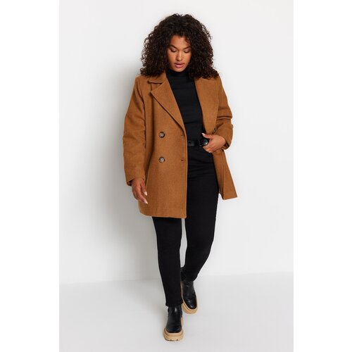 Trendyol Curve Plus Size Coat - Brown - Basic Cijene