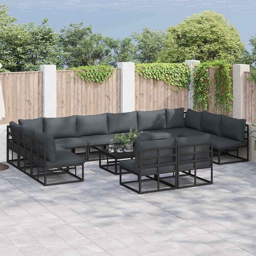  Sjedeća garnitura za vrt s jastukom 13 pcs Crna Aluminij Cijene