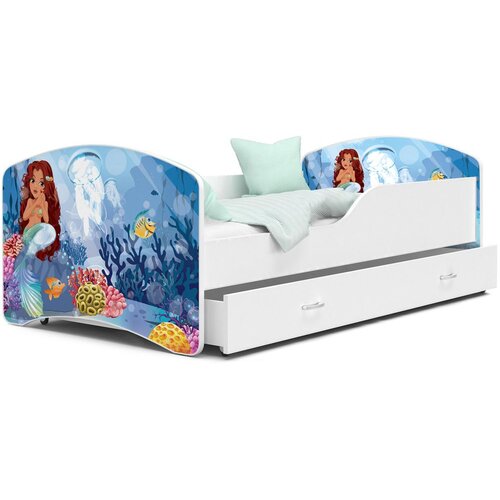  Drveni dječji krevet Tomi s ladicom - SIRENA - 180x80 cm bijeli Slike