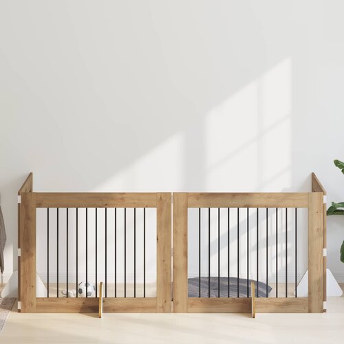  Vrata za pse s postoljem 4 pcs Hrast artisan 100 x 80 cm Slike