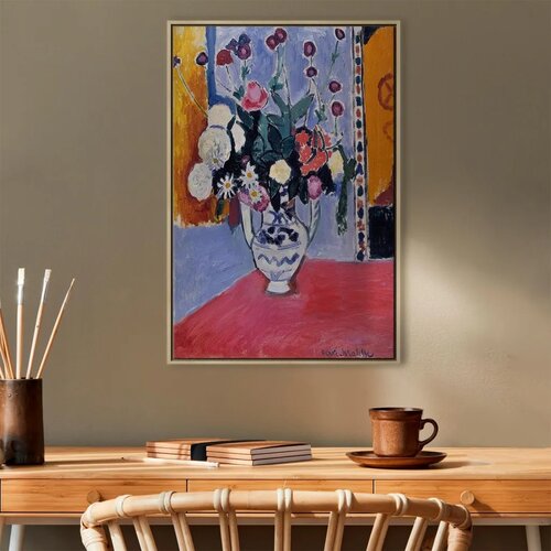  Slika - Henri Matisse &amp;ndash; Bouquet in a Two-Handled Vase 60x90 U prirodnom drvenom okviru Slike