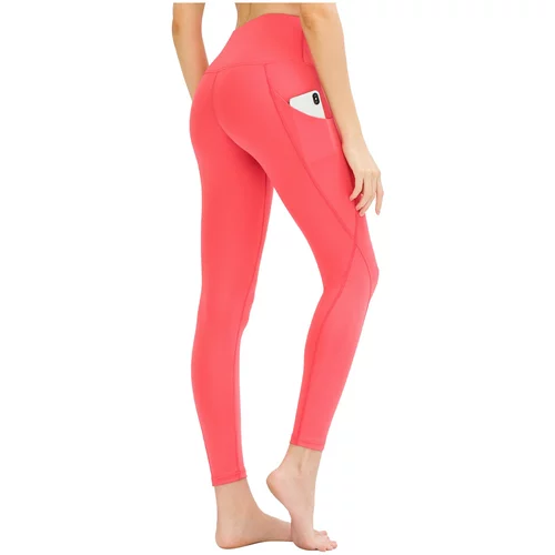 LOS OJOS Women's Coral Belted High Waist Double Pockets Constrictor Sports Leggings.