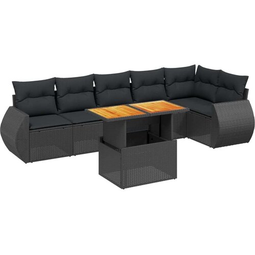 vidaXL 7-dijelni set vrtnih sofa od poliratana s jastucima crni Cijene