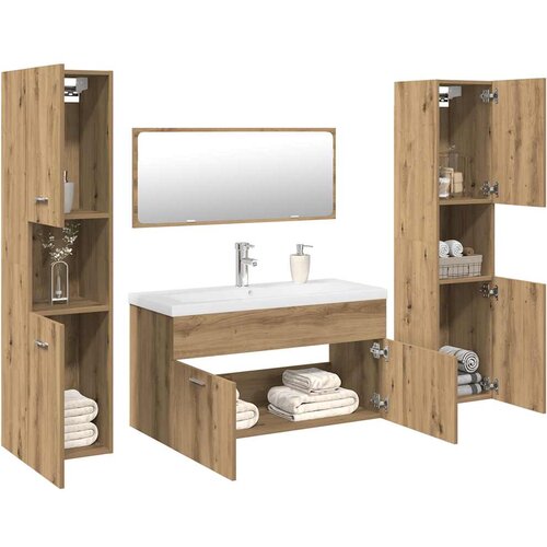 VidaXL 5 kosov kopalni&amp;scaron;kega pohi&amp;scaron;tva Artisan Oak Engineered Wood Slike