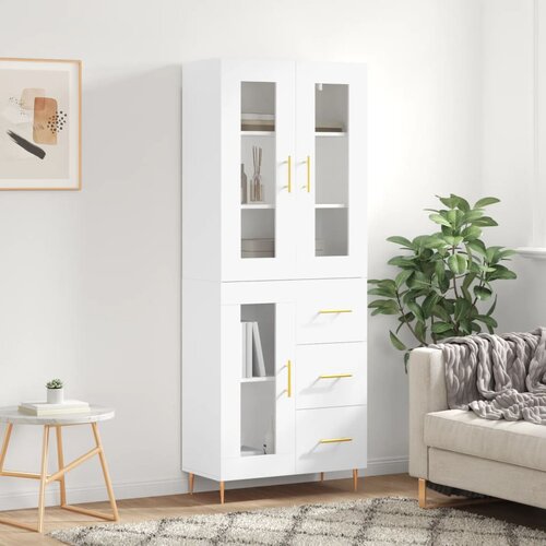 vidaXL Visoka omara bela 69,5x34x180 cm inženirski les Cene