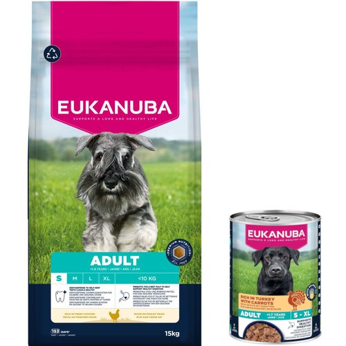 15 kg Eukanuba suha hrana + 3 x 400 g odgovarajuće mokre hrane gratis! - Adult Small Breed Cijene