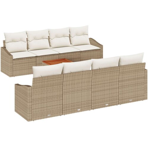 VidaXL set od 9 komada vrtnih sofa s jastučićima bež poli ratan akacija Slike