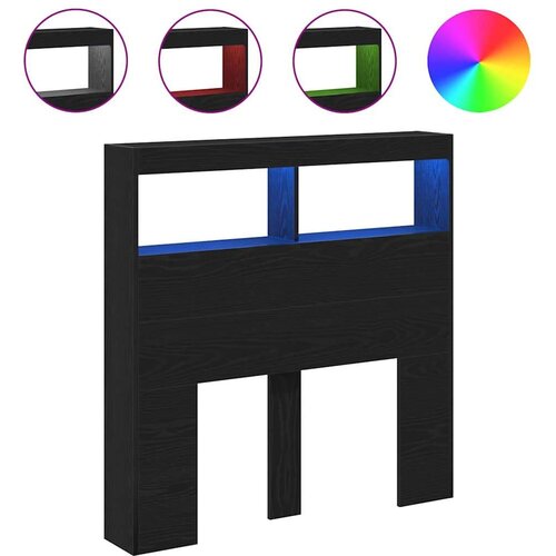  Ormarić za uzglavlje LED boja crni hrasta 100x17x102 cm Slike