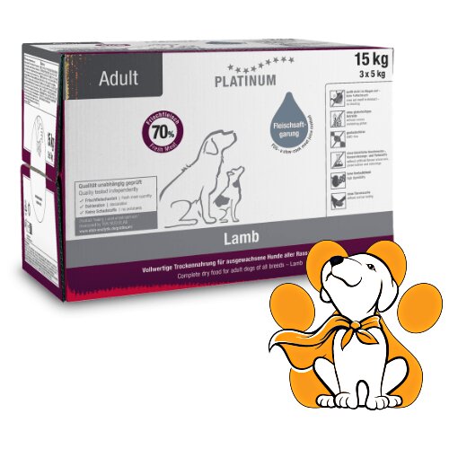 Platinum Dog Adult Lamb 3x5kg, Kompletna Hrana Za Pse Sa Jagnjetinom Slike