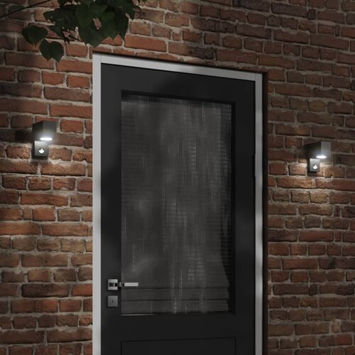 VidaXL Zunanja stenska senzorska svetilka črn tlačno lit aluminij Slike
