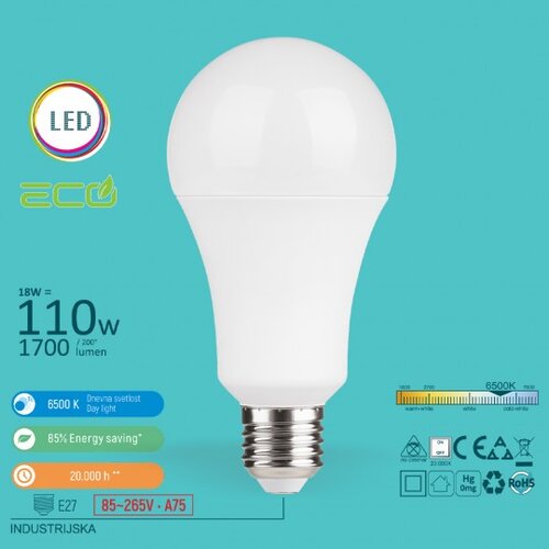 Mitea Lighting E27 18W (110V) 85~265V industrijska A75 6500K led eco sijalica Slike