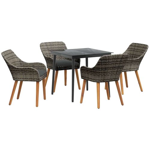 vidaXL Komplet za jedilnico v vrtu z blazino 5 pcs Siva poli ratan, (5000045494) Cene