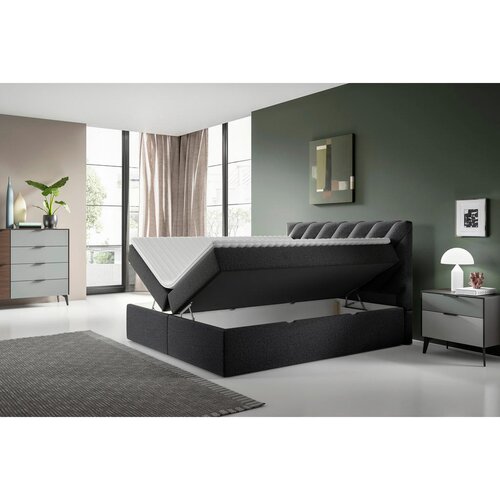 MID.YOU POSTELJA Z VZMETNICO 200 cm x 180 cm , tekstil antracit Slike