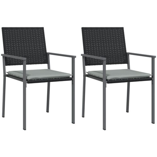 VidaXL Vrtni stoli z blazinami 2 kosa črni 54x62,5x89 cm poli ratan, (20660994) Slike