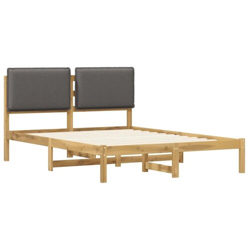  Krevetni okvir s tapiciranim uzglavljem - Bijelo prana i svijetlosiva 160 x 200 cm Slike