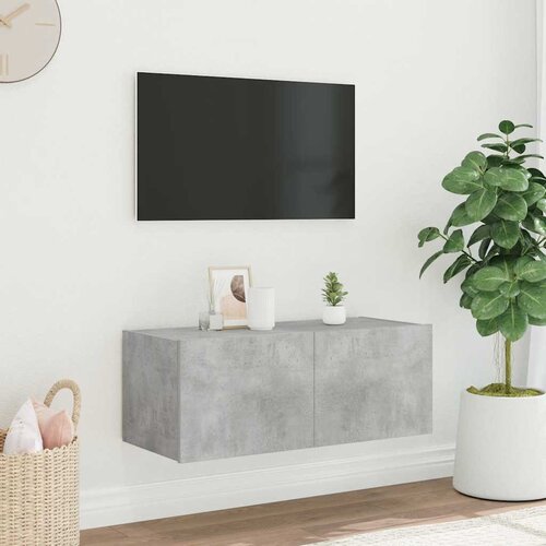 TV ormarić s LED svjetlima siva boja betona 80x35x31 cm Cene