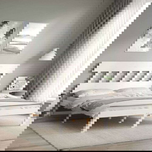  Za krevet s uzglavljem sivi 160 x 200 cm od masivnog drva Slike