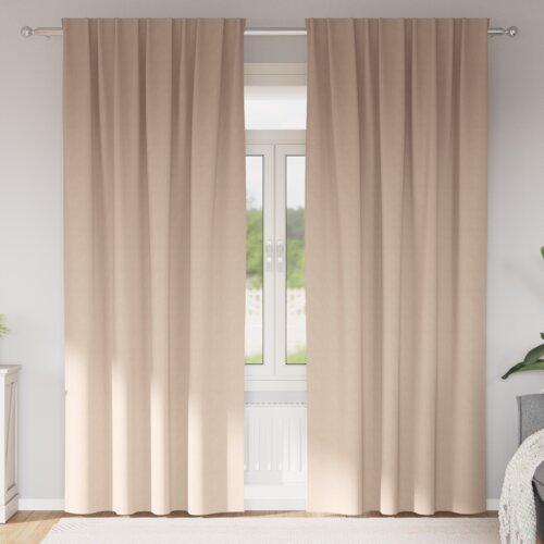 vidaXL Zavese z zavesami 2 pcs Taupe 225 x 140 cm Poliester Cene