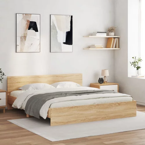 vidaXL Okvir kreveta s uzglavljem boja hrasta 160 x 200 cm