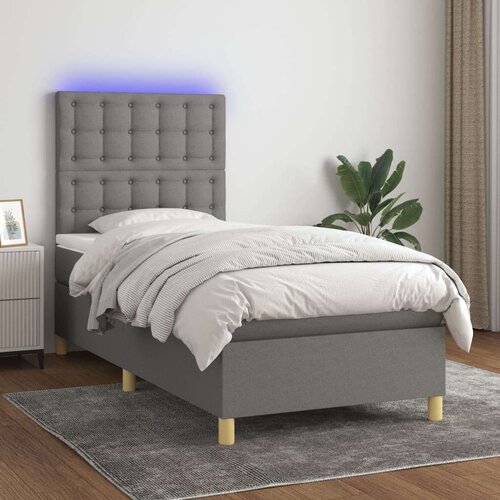  Box spring postelja z vzmetnico LED temno siva 80x200 cm blago, (20930213) Slike