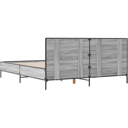  Okvir kreveta boja hrasta 120x200 cm konstruirano drvo i metal Siva 120 x 200 cm Slike