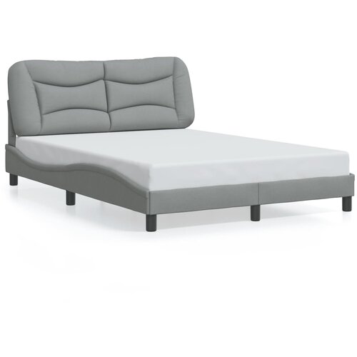  The Living Store Posteljni okvir z LED lučkami svetlo siv 140x190 cm tkanina - Posteljni Okvir, (21529897) Cene