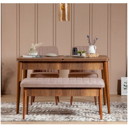 Hanah home Set trpezarijski sto, 2 trpezarijske stolice i klupa Vina 0900 Orah Cene