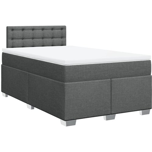 VidaXL Box spring postelja z vzmetnico temno siva 120x200 cm blago, (21307352) Slike