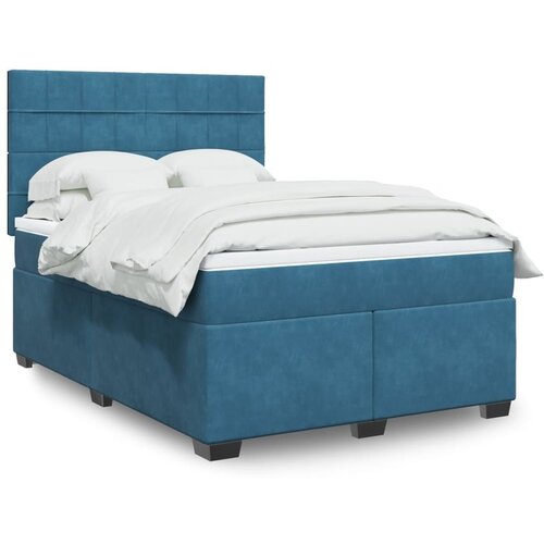 VidaXL Krevet box spring s madracem plavi 160 x 200 cm bar&amp;scaron;unasti Slike