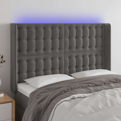  LED posteljno vzglavje temno sivo 147x16x118/128 cm žamet, (20793482) Slike