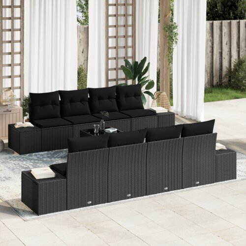 VidaXL Sofa 6 pcs Crna 294 x 62 x 69 cm poliratan Slike