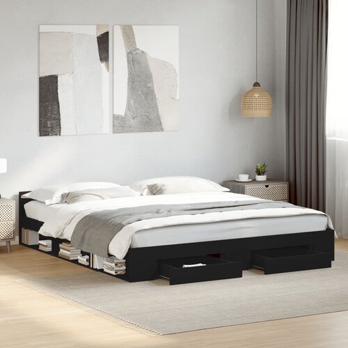 Furnova Posteljni okvir s predali črn 180x200 cm inženirski les, (21938735) Slike